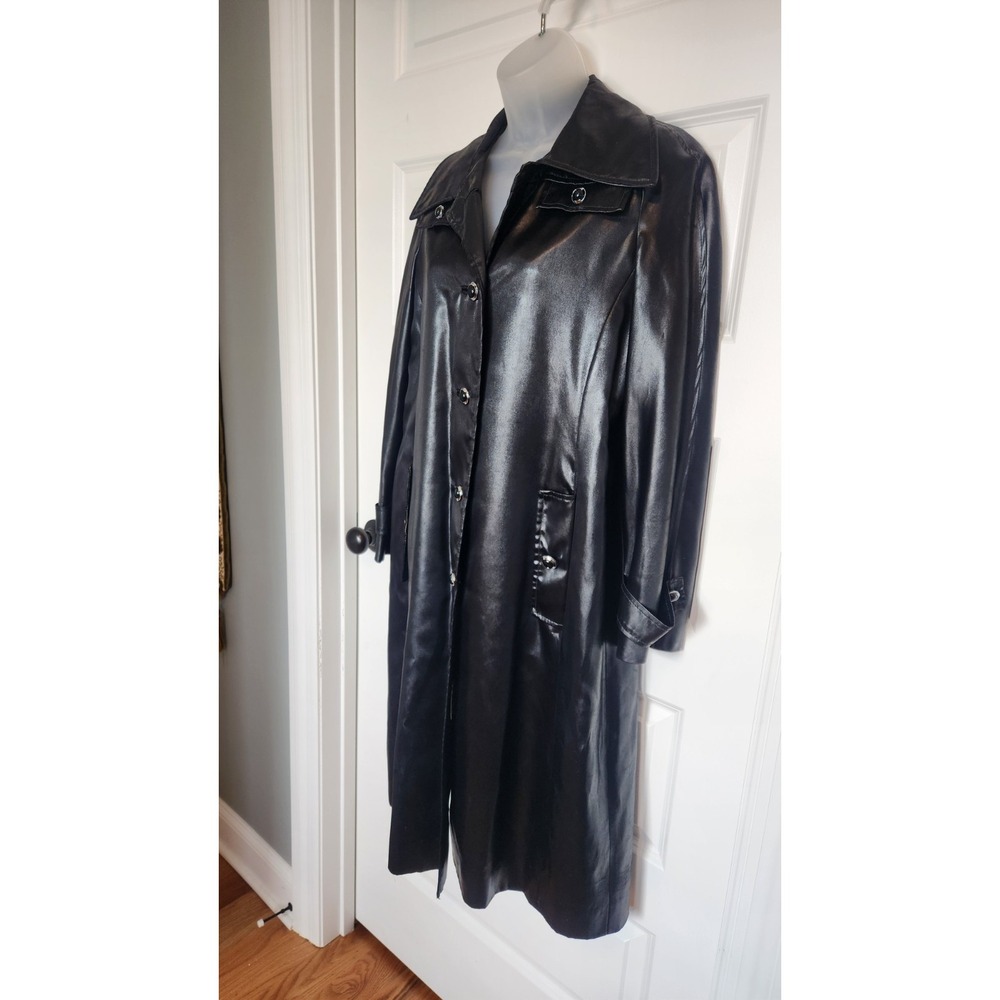 60s 70s Vintage Count Romi Black Trench Coat All Weather Traveler Size 8 Medium - Picture 4 of 16